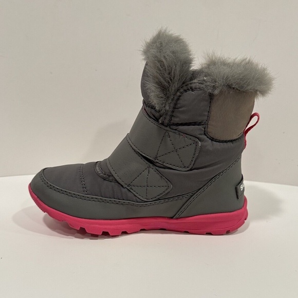 SOREL Whitney II Strap Waterproof Boots Size 12 Gray Pink Winter Faux Fur Lining - Picture 5 of 12